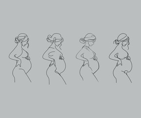 Hand drawn pregnant woman drawing illustration