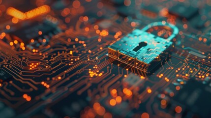 Digital padlock icon of cyber security and data protection technology,.and business data privacy concept.