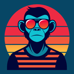 Monkey and summer t shirt design vector art illustration