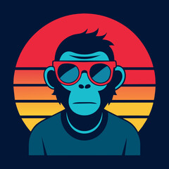 Monkey and summer t shirt design vector art illustration