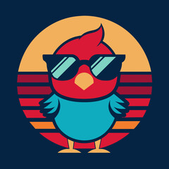 Bird and summer t shirt design vector art illustration