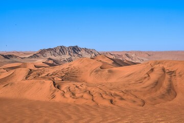 Scenic view of a desert landscape with dunes,  Sossusvlei, Namibia