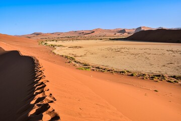 Breathtaking view of the red sand dunes of Namibia, Sossusvlei