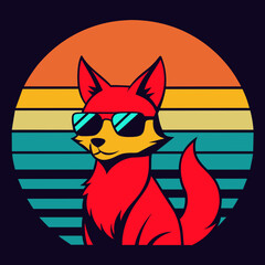 Fox and summer t shirt design vector art illustration