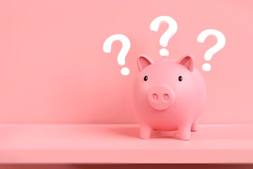 Piggy bank with question mark. Concepts of financial, consulting Money Savings management, and retirement planning