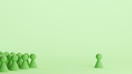 Green business leader leadership manager corporate recruitment teamwork mint background 3d illustration render digital rendering