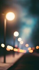 Blurry night streetlights background