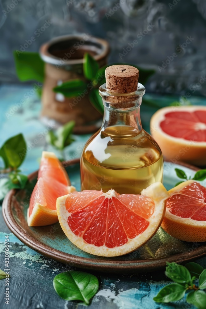Poster grapefruit essential oil. Selective focus - Posters