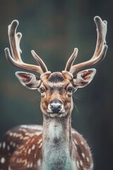 Naklejka premium Close up image of a deer with antlers. Perfect for wildlife and nature themes