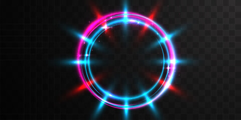 Colorful neon light vortex or portal frame. Futuristick or magic style.
