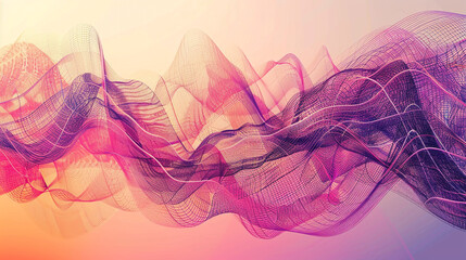Create a digital drawing illustrating sound waves flowing and intersecting in a rhythmic, wave-centric format.