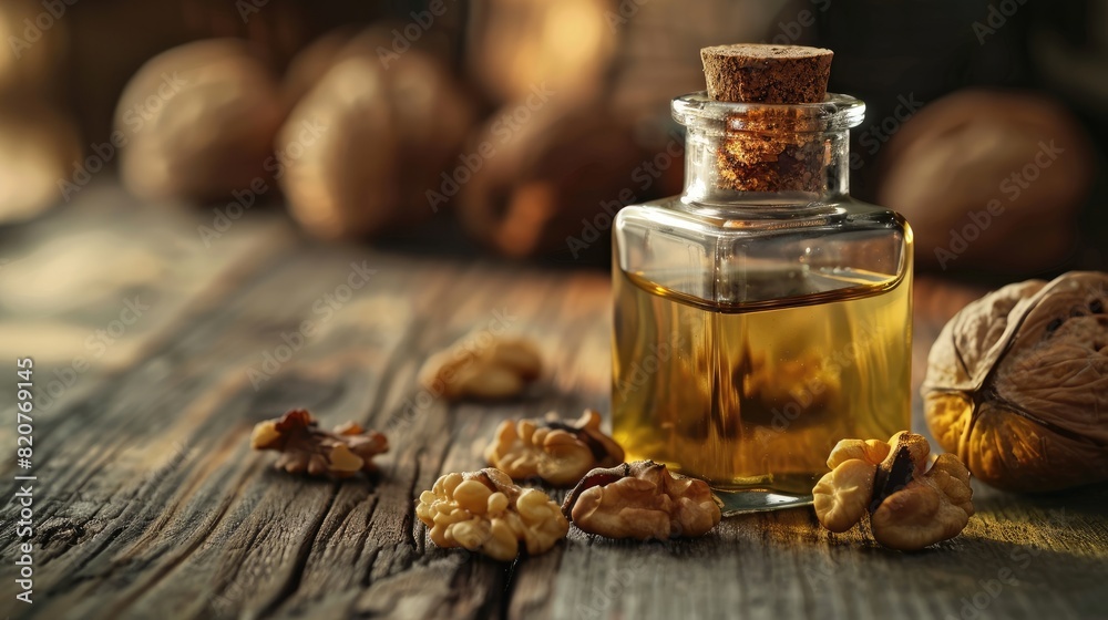 Sticker walnut essential oil. selective focus - Stickers