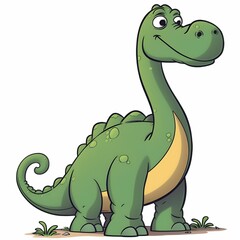 Green cartoon dinosaur isolated on a white background.
