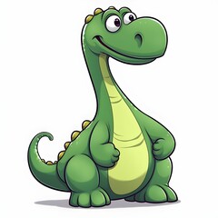 Green cartoon dinosaur isolated on a white background.
