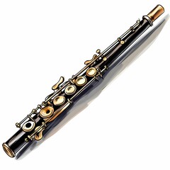 Fototapeta premium Piccolo flute isolated on a white background.