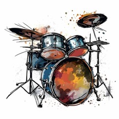 Illustration of drums on a white background.