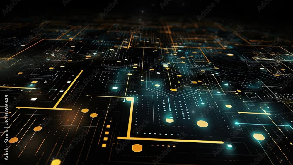 Poster abstract technology graphic using binary code, flowcharts, hexagonal line. futuristic background tec
