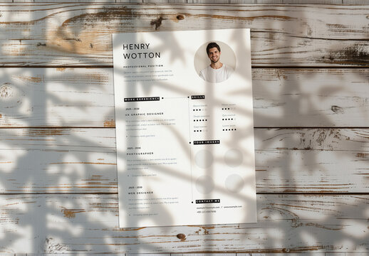 A4 Mockup Layout With Wood Background, Generative ai