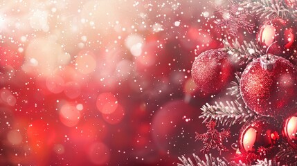 A festive Christmas background with snowflakes, ornaments, and a soft red gradient, capturing the holiday spirit