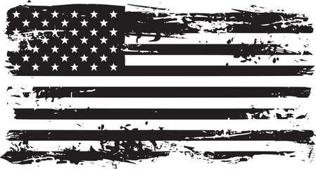 Black and white USA flags
