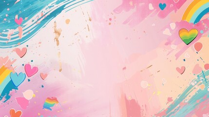 Fototapeta premium A subtle background featuring rainbow-colored accents and pride symbols, with plenty of open space for overlaying content