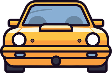 Vector illustration of a vibrant yellow car on the white background