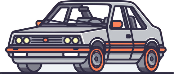 Naklejka premium Vector illustration o f a grey car on the white background