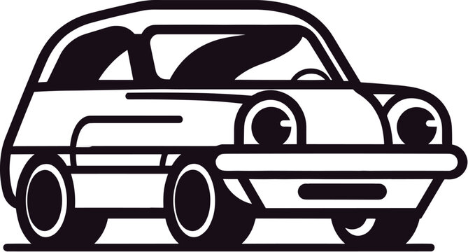 recommend clip art: Vector illustration of an outlined car on the white background