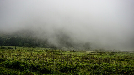 Mountain surrounded by fog in northern Spain