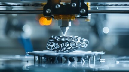 A 3D printer producing a bespoke item from innovative materials