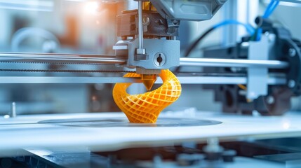 A 3D printer producing a bespoke item from innovative materials