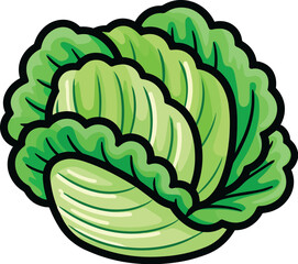 Vector illustration of a beautiful and delicious green chard, bold outline, dark and bright colors