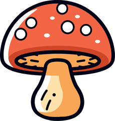 Vector illustration of a beautiful and delicious mushroom bold outline, dark and bright colors