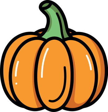 recommend clip art: Vector illustration of a beautiful and delicious orange pumpkin, bold outline