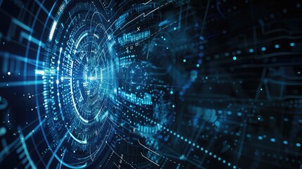 Fototapeta premium A technology themed background with abstract digital patterns and blue tones, ideal for corporate presentations