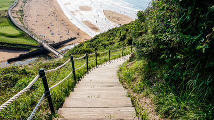 Stairs overlooking the beach in northern Spain