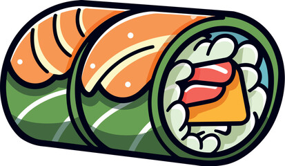 Vector illustration of a beautiful and delicious hoso maki sushi roll © Wirestock