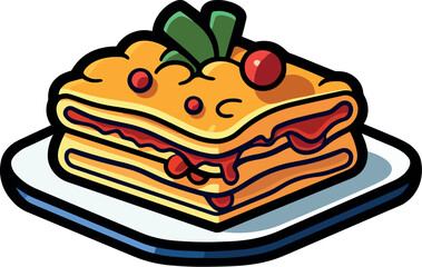 Vector illustration of a beautiful and delicious lasagne