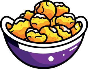 Vector illustration of a breakfast bowl filled with wholesome cornflakes and milk