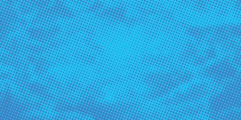 Blue retro comic pop art background with halftone dots design, vector illustration template