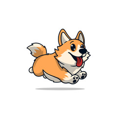 Cute Corgi Dog Running Cartoon
