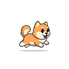 Cute Shiba Inu Dog Running Cartoon