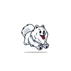Cute Samoyed Dog Running Cartoon