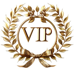 vip invitation word in golden wreath