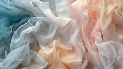Create a fashion wallpaper featuring cascading layers of fabric and soft colors.