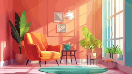 Interior of beautiful modern room Vector illustration