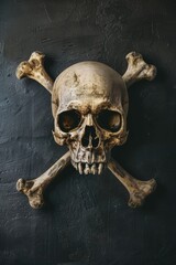 A skull and crossbones painted on a wall, perfect for Halloween decorations