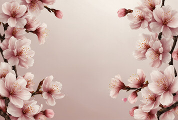 pink cherry blossom border with copy space for text