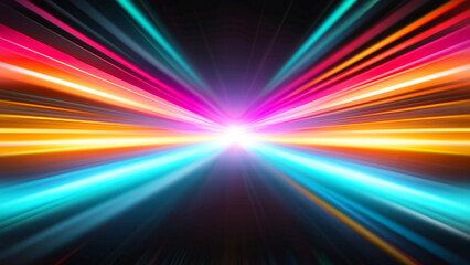blur night colorful neon glow fast speed zoom moving light trail motion effect abstract for background