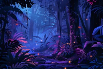 Fototapeta premium Jungle Night Lights background